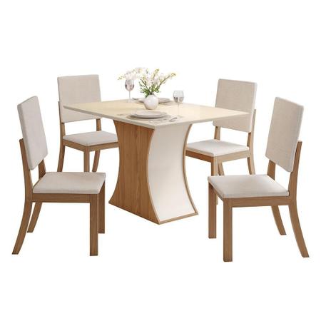 Imagem de Mesa de Jantar Luíza Tampo de MDF com 4 Cadeiras Milla - Móveis Henn
