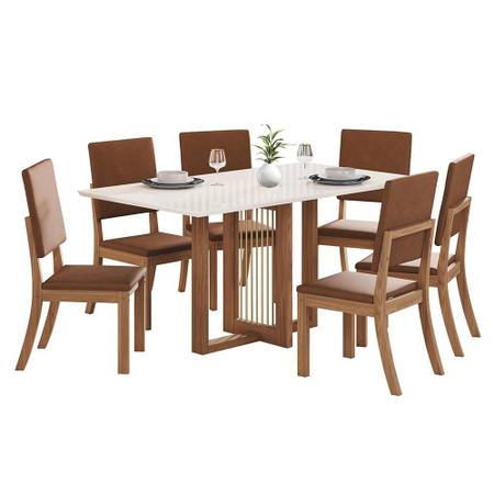Imagem de Mesa de Jantar Natalí Tampo de MDF com 6 Cadeiras Milla Plus - Móveis Henn