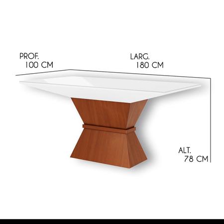 Imagem de Mesa de Jantar para 8 Cadeiras Topázio 180 x 100 cm Madeira Maciça MDF Vidro Off White