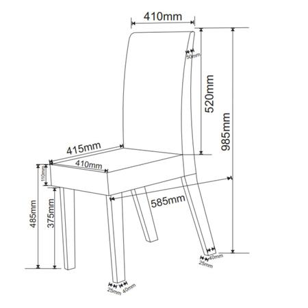 Imagem de Mesa de Jantar Quadrada Columbia com Tampo em Mdp 90x90 sem Vidro e 4 Cadeiras Venus em Mdp/mdf Mel/Cinza/Grafite