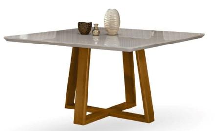 Imagem de Mesa de jantar quadrada com tampo de vidro 1,50x1,50m - Valença - Star Móveis