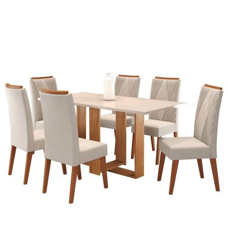 Imagem de Mesa de Jantar Retangular Kavic com 6 Cadeiras Madeira Maciça Vegas