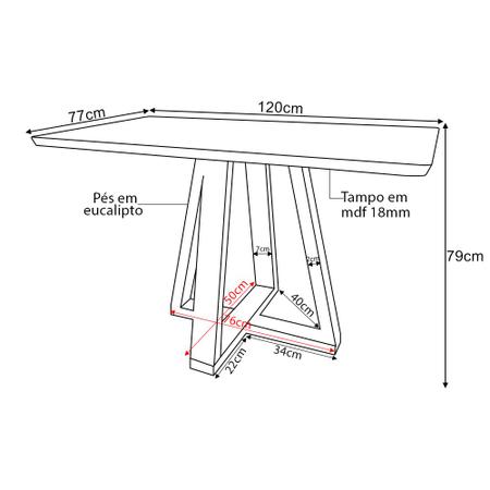 Imagem de Mesa de Jantar Retangular Manu Base Madeira Maciça 120x77cm - Branca