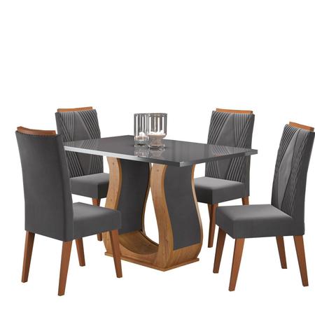 Imagem de Mesa de Jantar Retangular Salin com 4 Cadeiras Madeira Maciça Vegas