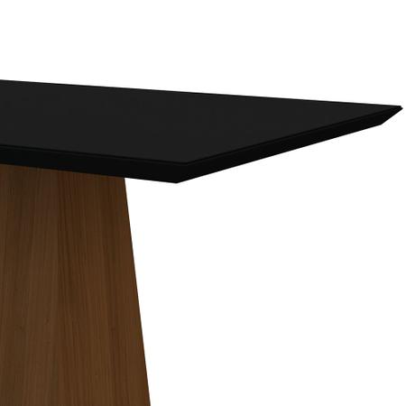 Imagem de Mesa de Jantar Retangular Tampo com Vidro Ester 135 cm Preto Base Imbuia - D'Rossi