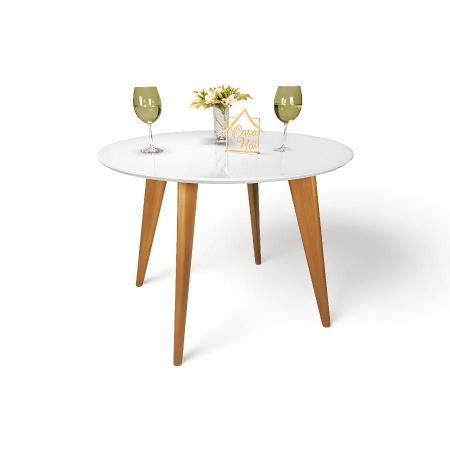 Imagem de Mesa de Jantar Tampo com Vidro Redonda 90x90cm Slim