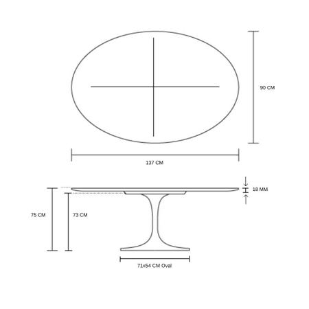 Imagem de Mesa de Jantar Tulipa Saarinen Oval 137x90 cm Tampo Laqueado