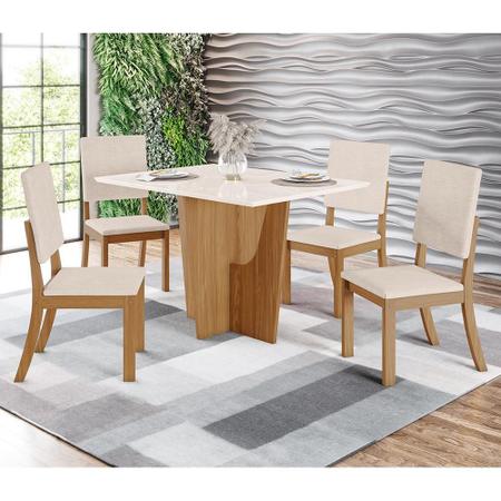 Imagem de Mesa de Jantar Vértice Tampo de MDF com 4 Cadeiras Milla - Móveis Henn