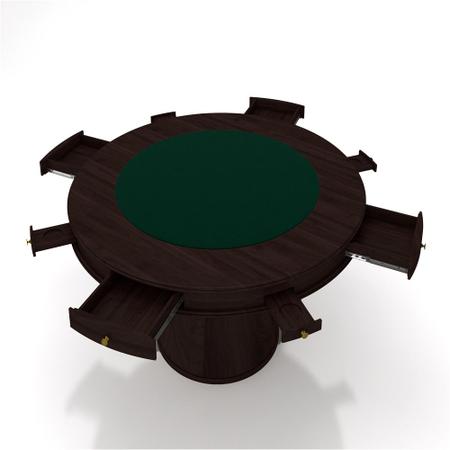 Imagem de Mesa de Jogos Carteado 4 Lugares Bellagio com Gavetas e Tampo Reversível Base Cone com Tecido Tabaco/Verde G42 - Gran Belo