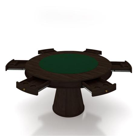 Imagem de Mesa de Jogos Carteado 6 Lugares Bellagio com Gavetas e Tampo Reversível Base Cone com Tecido Capuccino/Verde G42 - Gran Belo