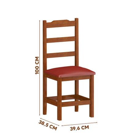 Imagem de Mesa de Madeira Maciça com 6 Cadeiras Vermelhas