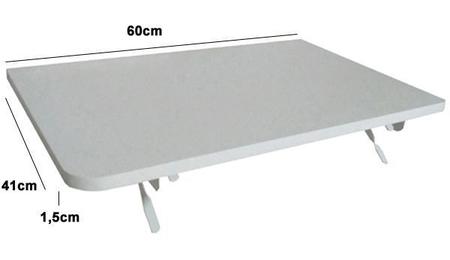 Imagem de Mesa De Parede Dobrável 60x41 Suporte Branco Canto arredondados