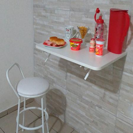 Imagem de Mesa De Parede Dobrável 60x41 Suporte Branco Canto arredondados