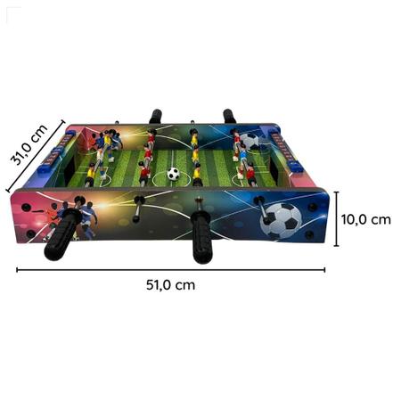 Mesa Multi Jogos 3 x 1 Pebolim, Mini Ping Pong e Futebol de Botão - Cama  Elástica RS