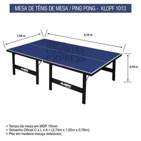 Imagem de Mesa de Ping-Pong Medidas Oficiais Olimpic MDP 15mm 1013