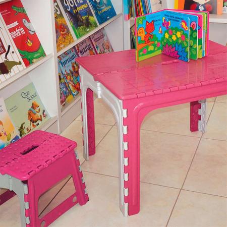 Imagem de Mesa de Plástico Dobrável Infantil Turminha Rosa