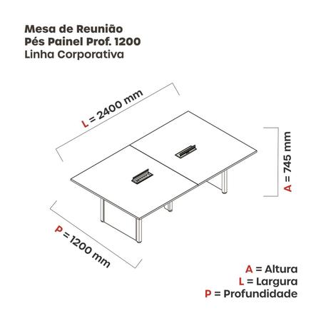 Imagem de Mesa de Reunião 2400x1200 Mrcpb2412pp Noce Naturalle/Preto