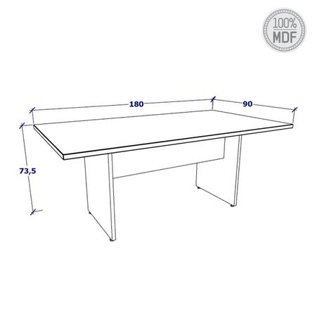 Imagem de Mesa de Reunião Escritório 1,80m Freijó com Preto 100% MDF