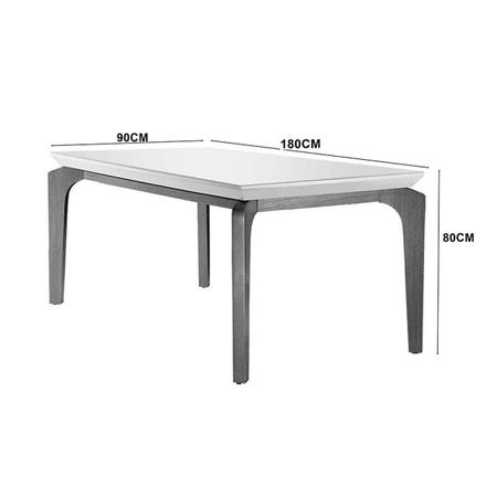 Imagem de Mesa de Sala Jantar Londrina + Tampo Madeirado Vidro 180x90cm Imbuia - Rufato