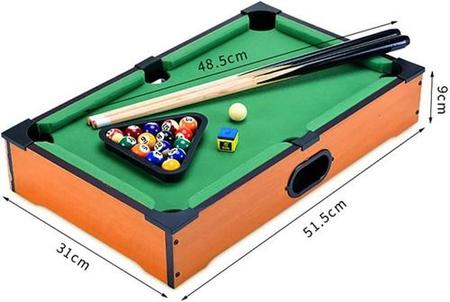 Jogo Mini Mesa de Bilhar Sinuca Compacta em Madeira Snooker com 2