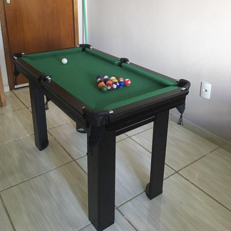 Mesa de Sinuca e Bilhar Infantil Carlin Bilhares MDF 1,15 x 0,65 Preta  Tecido Verde - Comprar Mesa de Sinuca e Bilhar