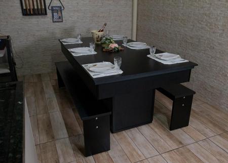 Mesa de Sinuca e Jantar com 2 Bancos - 2,20x1,20 - Nelson Bilhares - Mesa  de Sinuca - Magazine Luiza