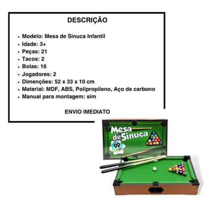 Mesa Sinuca Infantil - Sinuca Junior Dm Toys - Sinuca / Bilhar Infantil -  Magazine Luiza