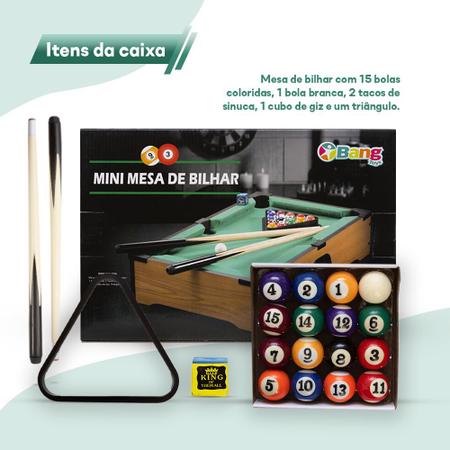 Mesa Mesinha Jogo Sinuca Bilhar Infantil com Bolinhas e Tacos Família  Criança em MDF - Bangtoys - Sinuca / Bilhar Infantil - Magazine Luiza