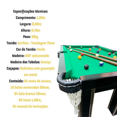 Jogo de Bola de Bilhar Sinuca de 50mm - Billiard - Bolas de Sinuca / Bilhar  - Magazine Luiza