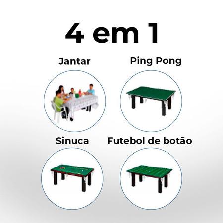 Mesa de Sinuca Residencial Multiuso 4 em 1