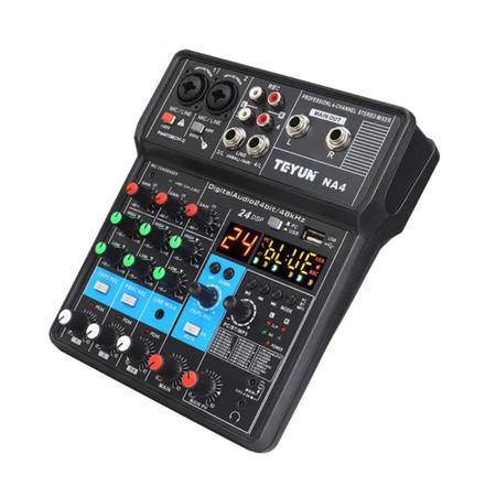 Imagem de Mesa De Som 4 Canais Placa De Som Mixer de Áudio Profissional Bluetooth Teyun NA4 24 Efeitos 48V