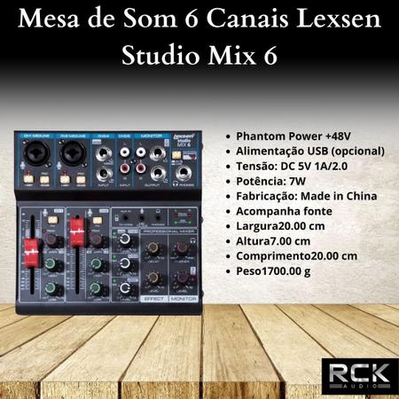 Imagem de Mesa de Som 6 Canais Lexsen Studio Mix 6