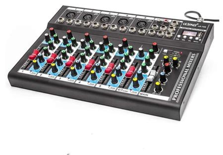 Mixer de Som, DJ Mixer 6 Canais DSP Liga de Alumínio Botão Separado  100-240V para Cantar (plugue da ue)