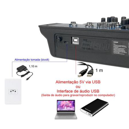 Imagem de Mesa De Som 8 Canais Interface Usb Bluetooth Mxt Mx-8t 24 Efeitos