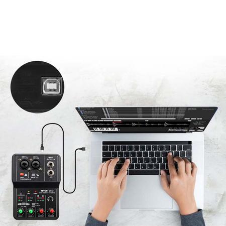Imagem de Mesa De Som Interface De Audio Mixer Teyun Q-12 Placa de Som Gravação Profissional Usb Pc