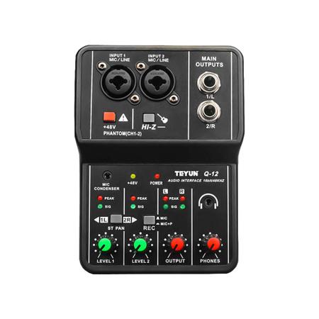 Imagem de Mesa De Som Interface De Audio Mixer Teyun Q-12 Placa de Som Gravação Profissional Usb Pc
