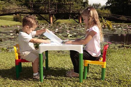 Imagem de Mesa Didática Infantil Mesinha Educativa Bebe 2 Cadeiras