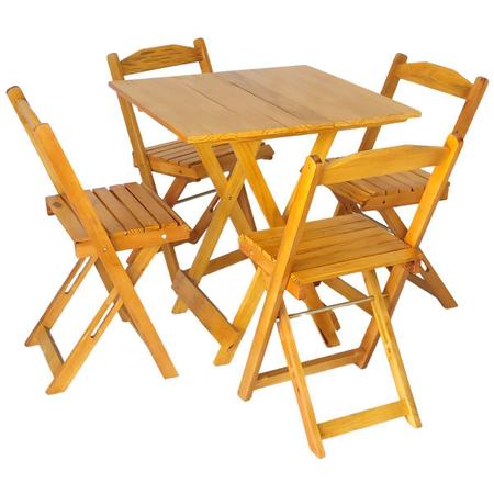 Imagem de Mesa Dobrável 70x70 Com 4 Cadeiras De Madeira Dobrável Retrátil