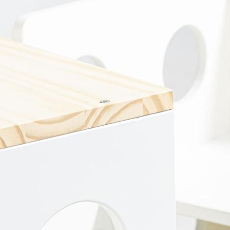 Imagem de Mesa e Cadeira Infantil Cubo Montessoriano Natural/Branco - Casatema