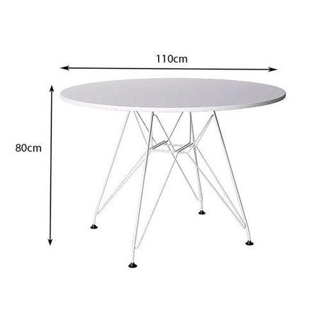 Imagem de Mesa Eames Ferro Branco Tampo Redondo Madeira Branco 110cm