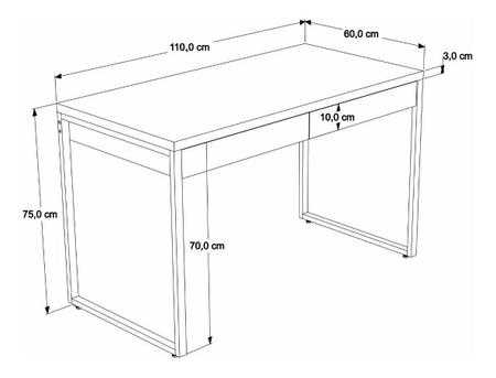 Imagem de Mesa Escritório Office Estilo Industrial 1,10 M C/ 2 Gavetas