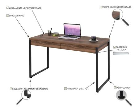 Imagem de Mesa Escritório Office Estilo Industrial 1,10 M C/ 2 Gavetas