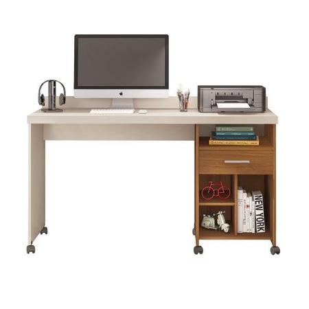 Imagem de Mesa/Escrivaninha Para PC CLEAN Fabricada Em MDP Com Gaveta E Nichos Porta Objetos Com Rodízios Cor Off White/Frejo