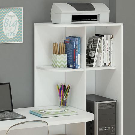 Imagem de Mesa Escrivaninha Penteadeira Branca Para Quarto Computador Com Estante Para Livros Gavetas E Nichos