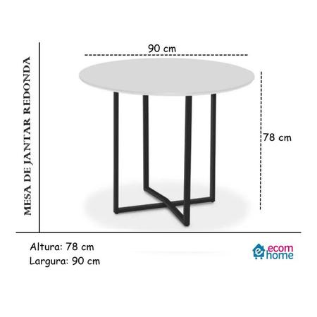 Imagem de Mesa Estilo Industrial Redonda Mdf  Branco pés em Aço Preto