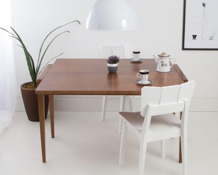 Imagem de Mesa Extensível de Jantar em Madeira e MDF Pina Oppa Design - Amêndoa