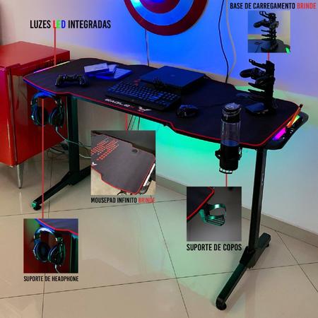Mesa Gamer com LED RGB Series T Futura Import - Mesas para Escritório -  Magazine Luiza