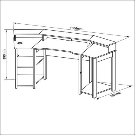 Imagem de Mesa Gamer Para 2 Monitores 186,6x89,5x70 cm Preto/Azul