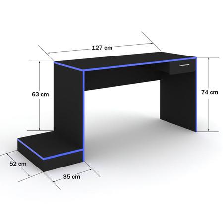 Imagem de Mesa Gamer Stone Ideal para 2 Monitores Preto/Azul - Pnr Móveis