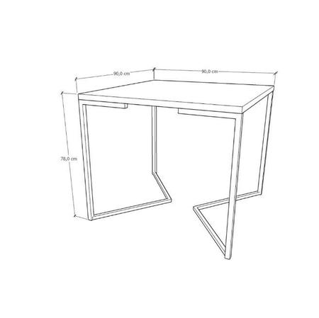 Imagem de Mesa Industrial Base Ferro Preto em  V  Tampo 90x90 Preto  4 Cadeiras Eames Ferro Assento Preto